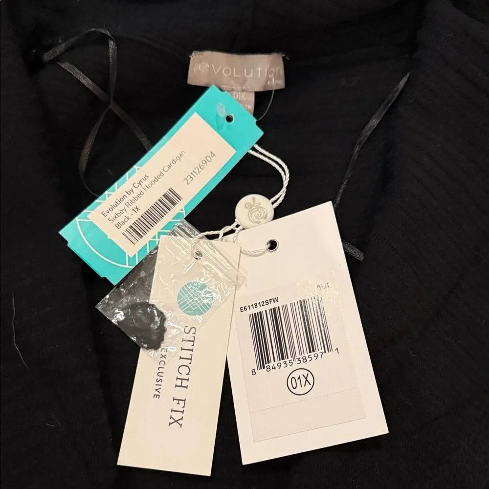 Cyrus Black Ribbed Open Cardigan - Picture 2 of 2